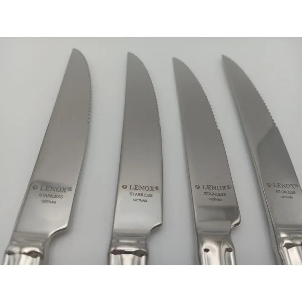 Lenox Covington 4 Piece Steak Knife Set 18/10 Stainless Flatware Vietnam NOS